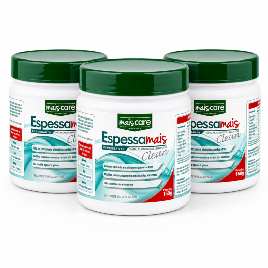 Kit Espessante Mais Care Espessa Mais Clean O Translúcido para Alimentos Líquidos 3 unidades